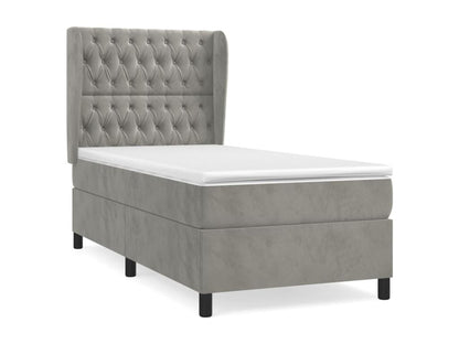 Lit à sommier tapissier et matelas Gris clair 100x200cm Velours TCUX63466