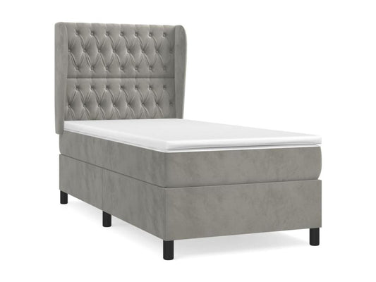 Lit à sommier tapissier et matelas Gris clair 100x200cm Velours TCUX63466