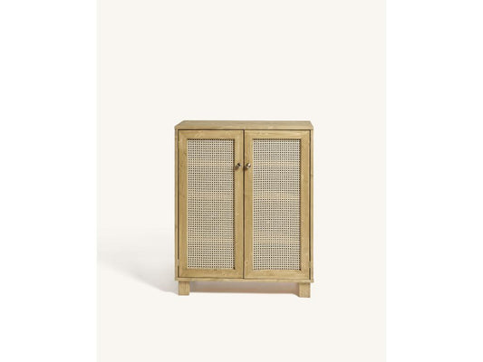 Meuble à chaussures avec portes en rotin en couleur naturel 120 cm HAYDÉ XCUE64548