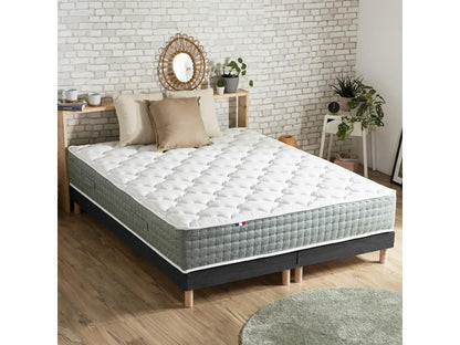 Ensemble matelas Ressort 7 zones Artigeo Sommier couette oreillers Fabriqué en France Dimensions - 2x90x200 cm Sommier - Noir RMNX04302