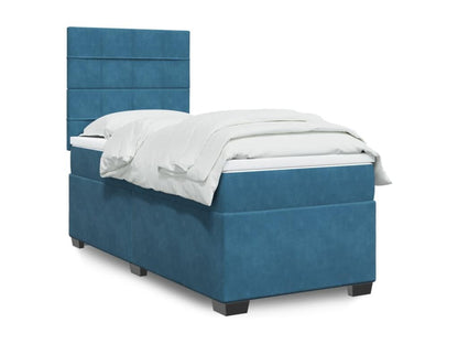 Sommier à Cosymeub de lit avec matelas bleu 90x190 cm velours RGUR50177