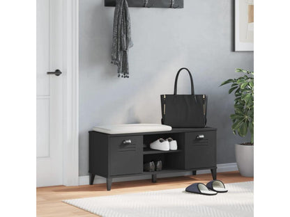 Banc à chaussures Artigeo noir 106x35x45 bois massif de pin WIGC57770