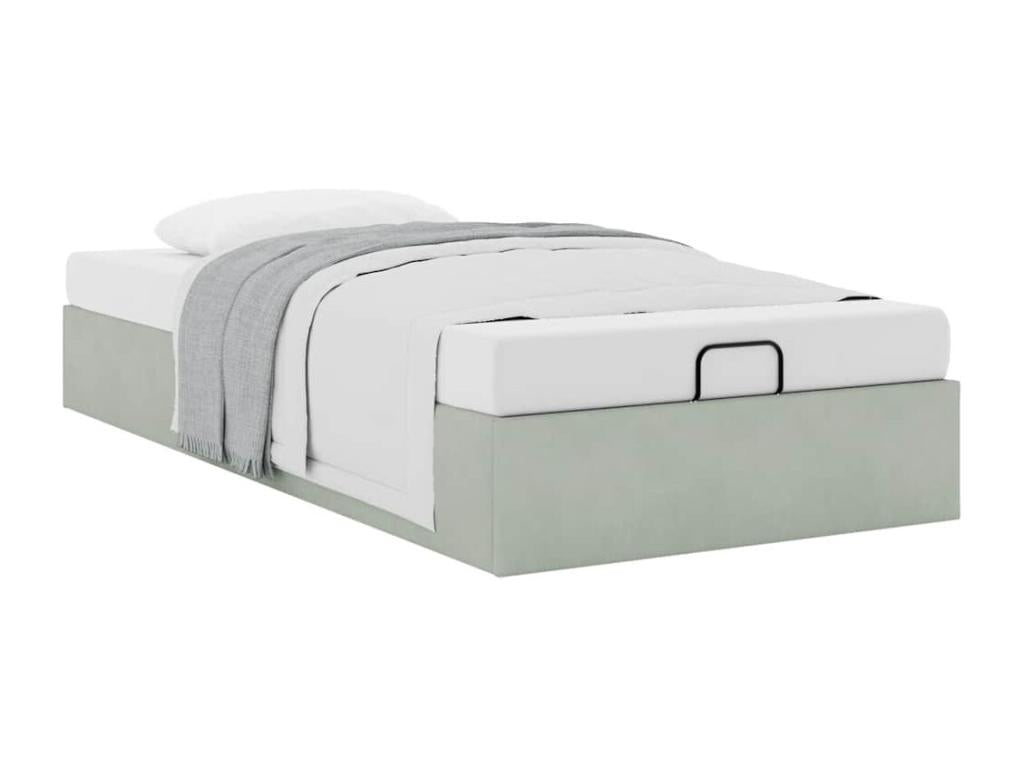Cadre de lit ottoman sans matelas gris clair 90x200 cm velours QRLR10216