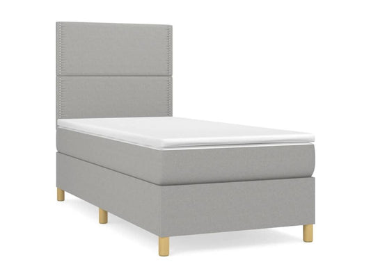 Lit à sommier tapissier avec matelas Gris clair 80x200 cm Tissu BSFP48792