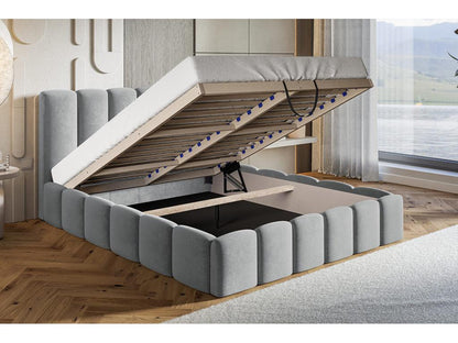 Artigeo Lit Rembourré 140x200 cm avec Rangement Artigeo - Lit Double 140x200 tissu bouclé Gris foncé Anthology 18 CUYN05017