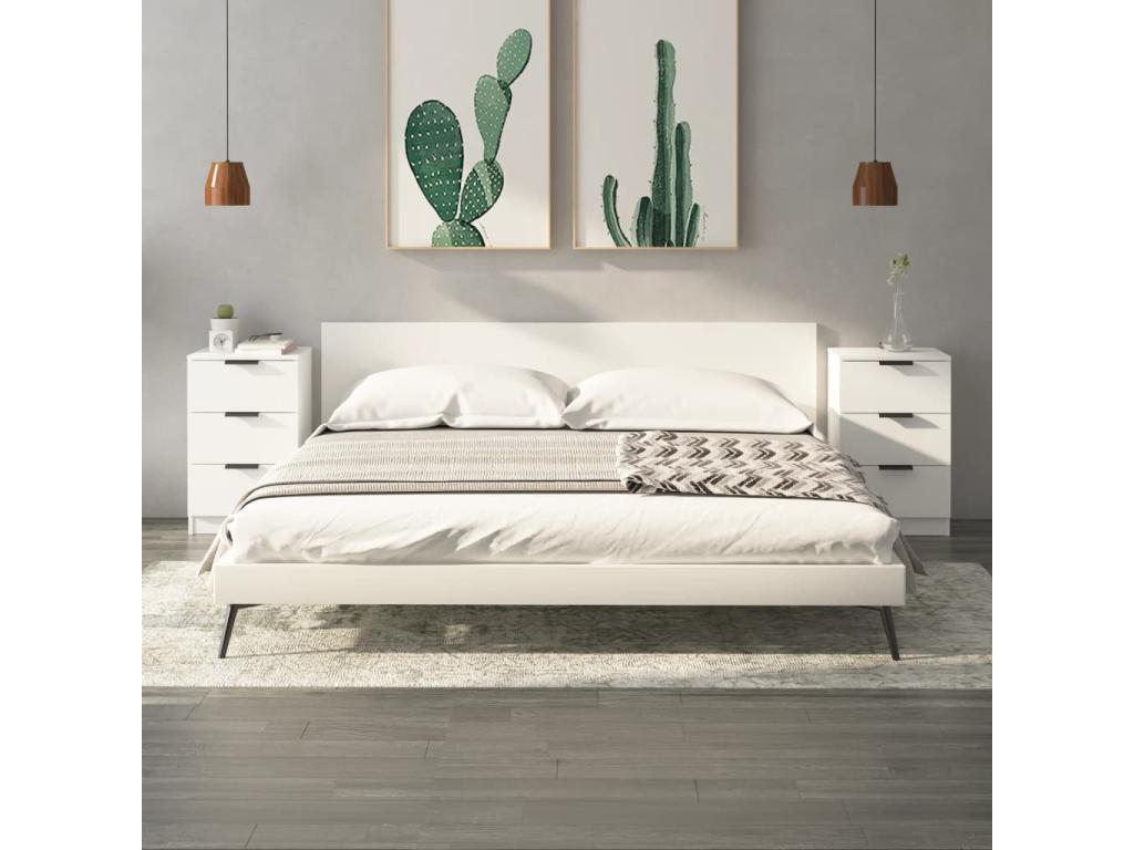 Tables de chevet 2 pcs Blanc 40x36x65 cm FETS36418