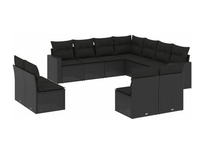 Salon de jardin 11 pcs avec coussins noir résine tressée RSVZ17481