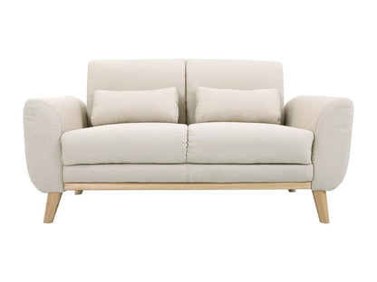 Canapé scandinave 2 places en tissu beige et bois clair Artigeo KKQM10459