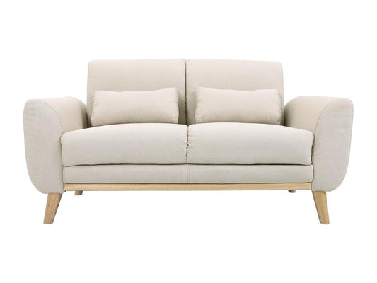 Canapé scandinave 2 places en tissu beige et bois clair Artigeo KKQM10459