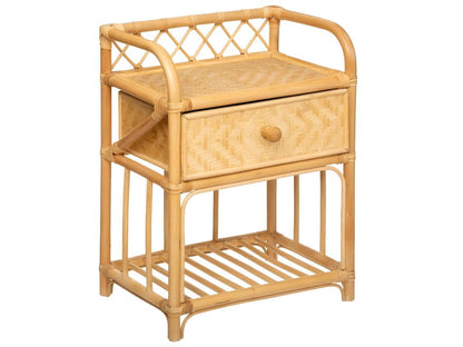 Table de chevet / Table de nuit en rotin - Longueur 45 x Profondeur 30 x Hauteur 60 cm OBOI36677
