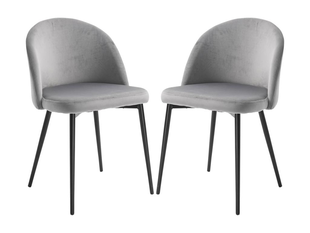 Chaises de visiteur design scandinave - lot de 2 chaises - pieds effilés métal noir - assise dossier ergonomique velours gris UXML27463