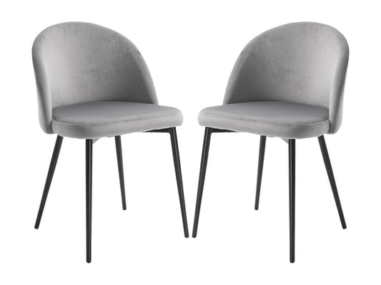 Chaises de visiteur design scandinave - lot de 2 chaises - pieds effilés métal noir - assise dossier ergonomique velours gris UXML27463