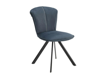 Artigeo - Lot de 6 Chaises Tissu Bleu Foncé Surpiqué Pieds Métal Noir XGJT79135