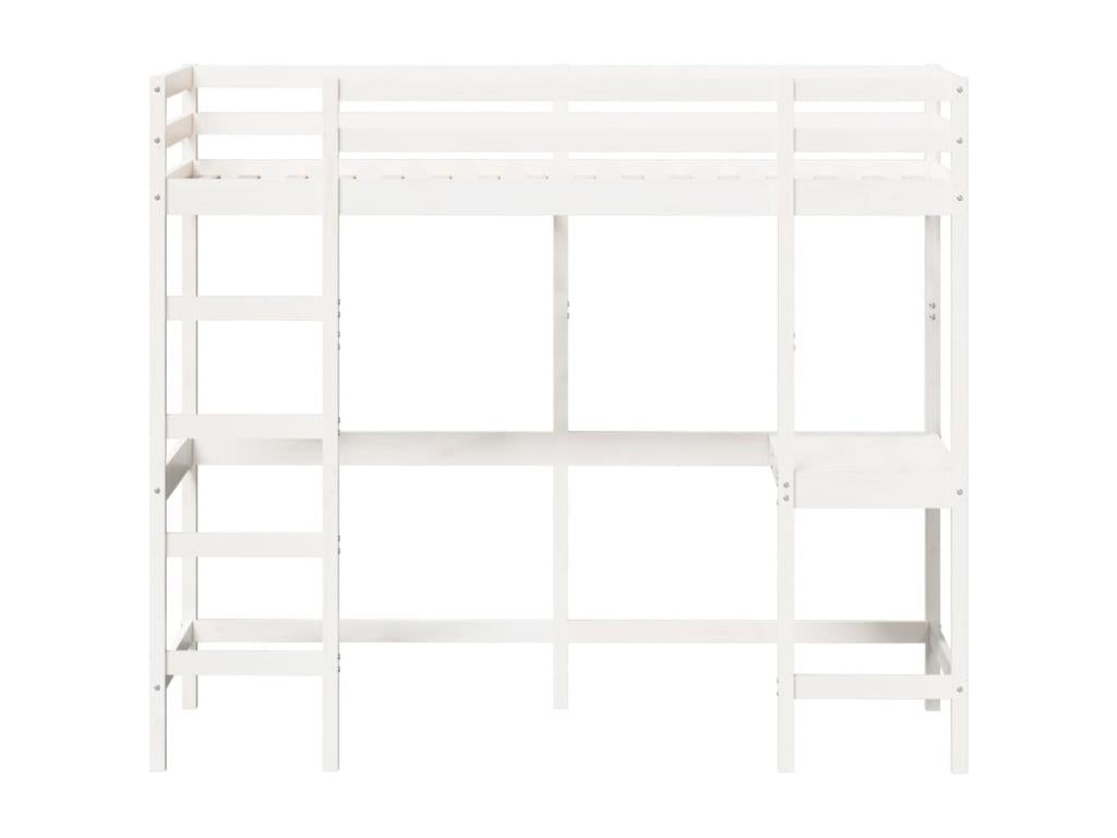 Lit superposé avec bureau blanc 75x190 cm bois de pin massif IKFX87688