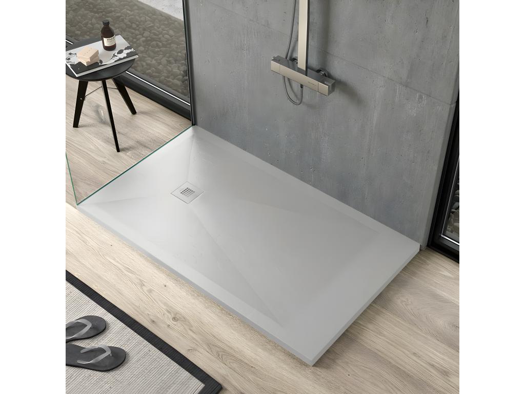 Receveur de douche gris clair finition ardoise Artigeo Plus grille de couleur - 190x80 cm OESH86679
