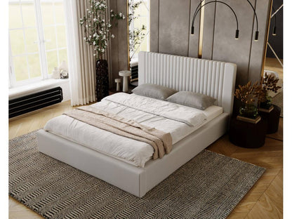 Lit rembourré avec rangement - 120x200 - lit double - velours - gris clair - Chezlova COVJ88190