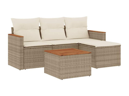 Salon de jardin avec coussins 5 pcs beige résine tressée CESM93624
