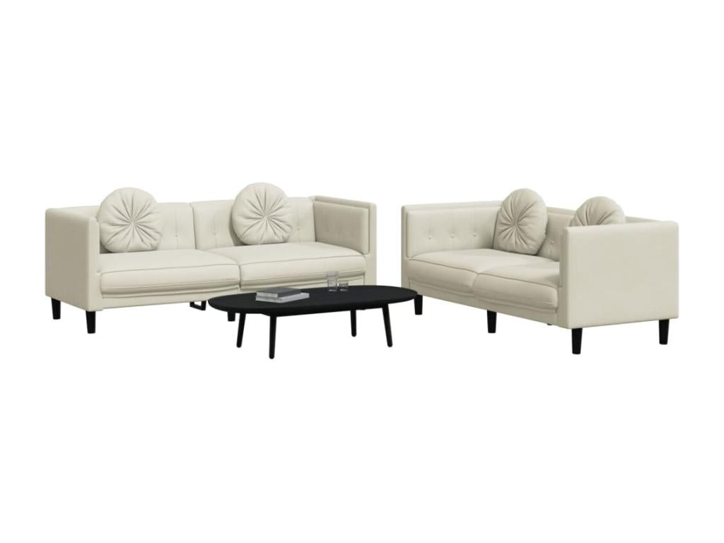 Ensemble de canapés 2 pièces avec coussins crème velours NUKA68700