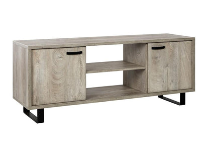 Meuble TV 170cm coloris chêne clair avec 2 tiroirs et 2 niches collection Artigeo- Pieds en métal RJEN34380