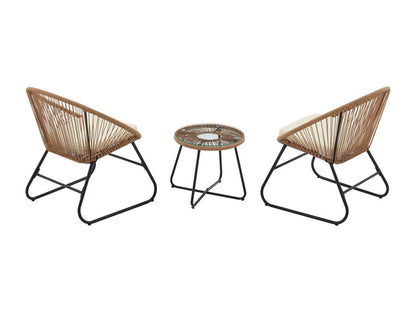 Salon de jardin en résine tressée 2 fauteuils et une table basse - Naturel clair - PISALE de Artigeo KKVY35455