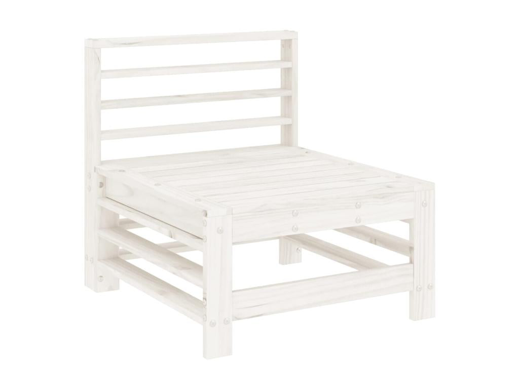 Salon de jardin 6 pièces Blanc Bois de pin massif HVKQ07275