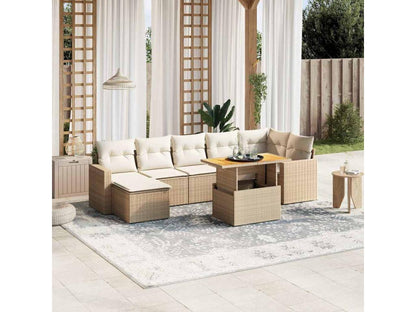 Salon de jardin avec coussins 8 pièces beige résine tressée CSTY05107
