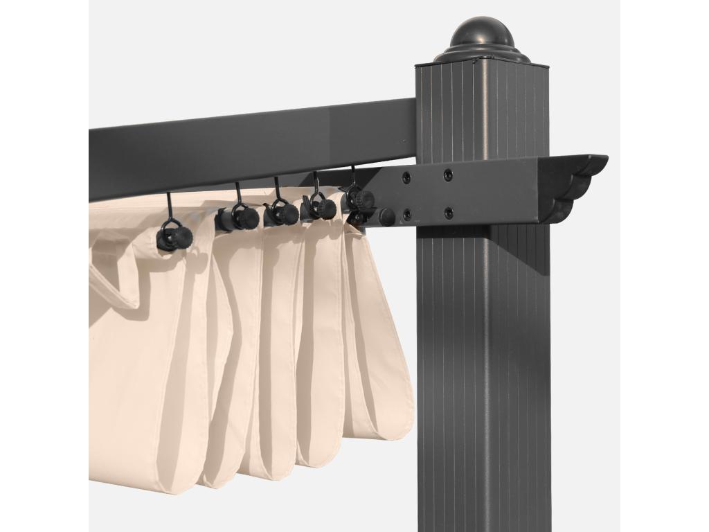Artigeo murale en aluminium - Artigeo 3x4m - Toile beige - Tonnelle idéale pour votre terrasse- toit retractable- toile coulissante- structure aluminium FKKQ68580