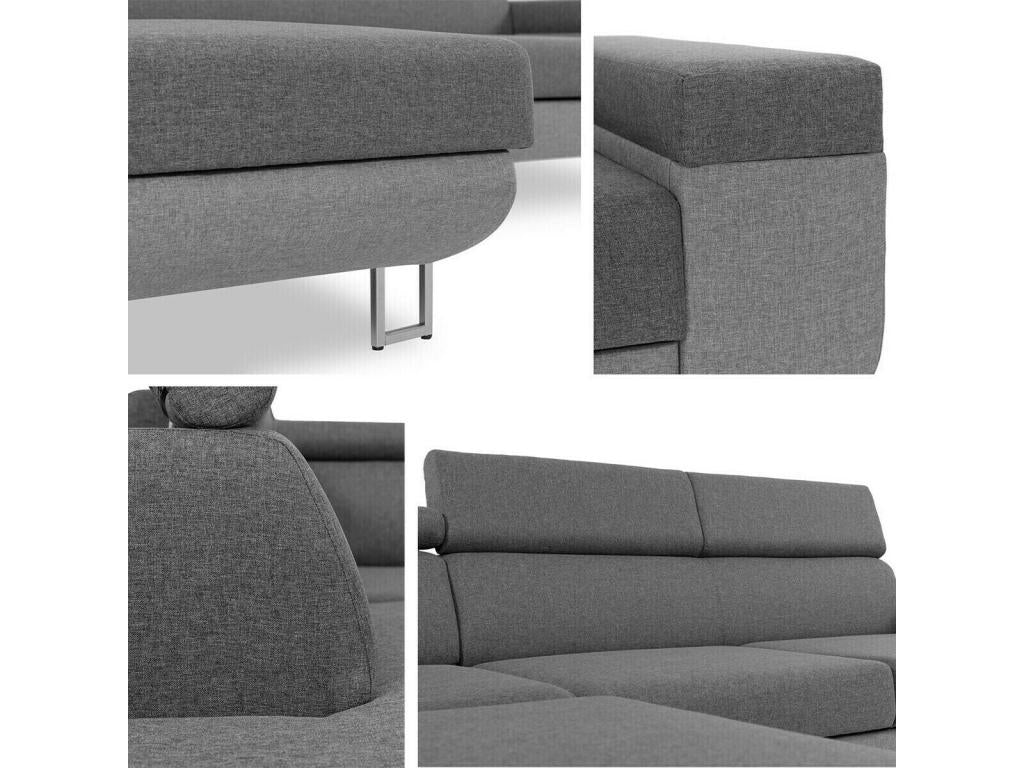 Canapé d'angle Artigeo 306 Gris Fonction de couchage Boîte de literie 253x188x71cm OITG03849