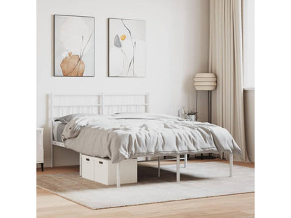 Cadre de lit métal sans matelas et tête de lit blanc 160x200 cm FHOI46363