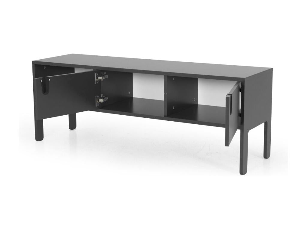 Artigeo - Meuble TV en bois 2 portes L137cm Couleur - Gris anthracite QYTI89231