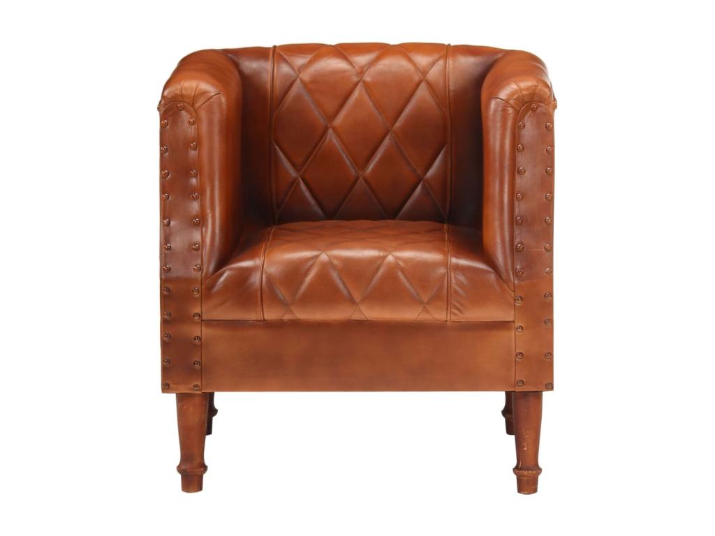 Chaise cabriolet marron Cuir véritable de chèvre SZDH75032