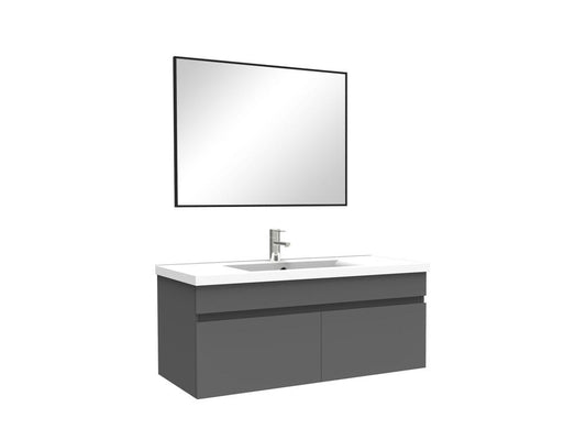 Meuble salle de bain simple vasque 100cm meuble miroir Anthracite Artigeo JKUA36999