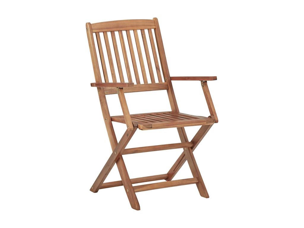 Chaises pliables de jardin lot de 2 avec coussins Bois d'Artigeo HJGX31667