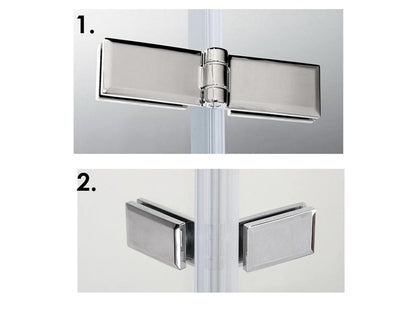 Paroi de douche fixe à l'italienne avec retour pivotant 100 40x200cm charnières avec barre de fixation 73-120cm en carré XLAW51111