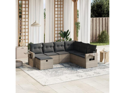 Salon de jardin avec coussins 7 pièces gris résine tressée PKDM95608