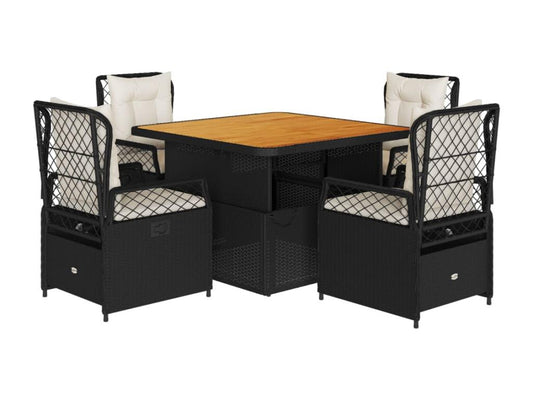 Ensemble à manger de jardin coussins 5pcs Noir Résine tressée CSFJ79841