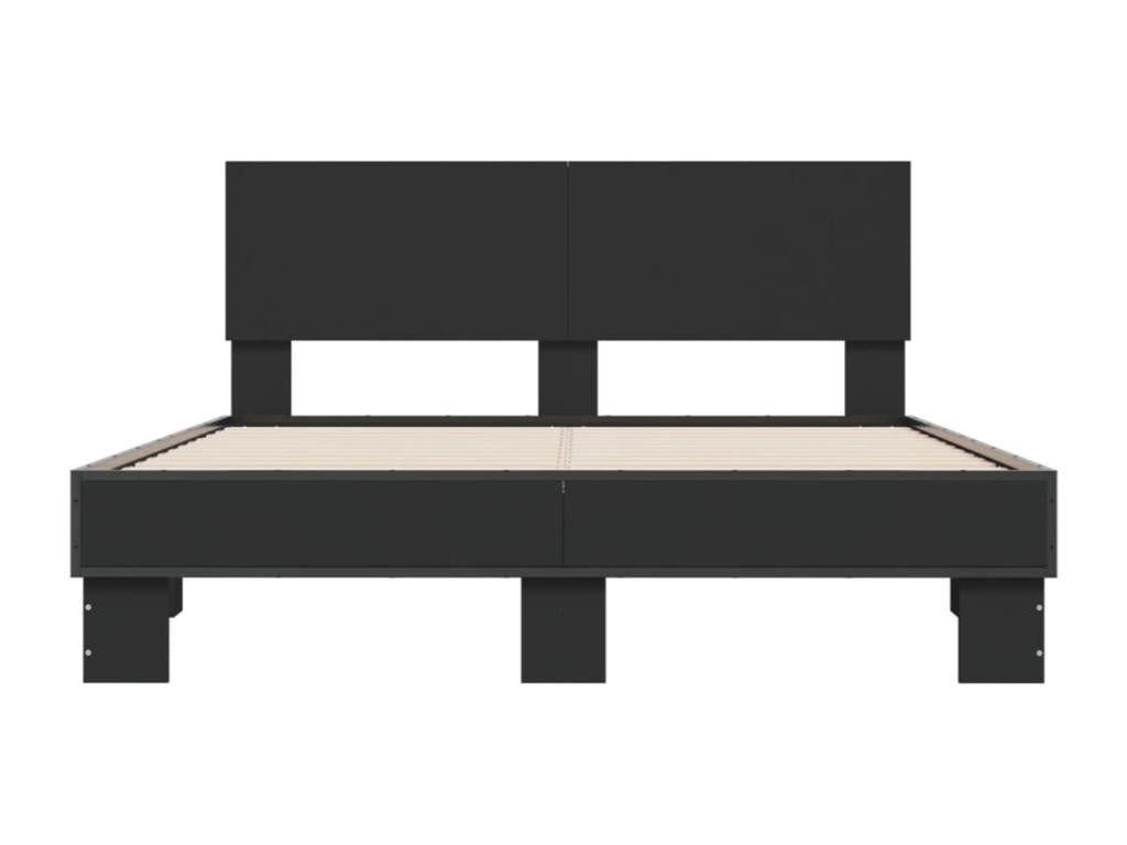 Cadre de lit noir 135x190 bois d'ingénierie et métal OJDE17232