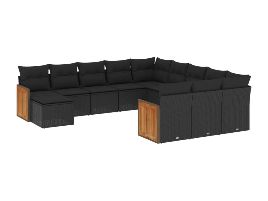 Salon de jardin 12 pcs avec coussins noir résine tressée CXAZ19113
