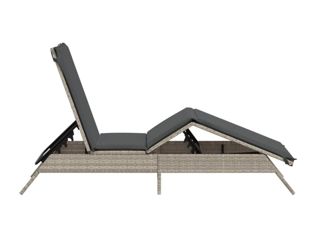Chaise longue avec coussin gris clair résine tressée WWBP03869