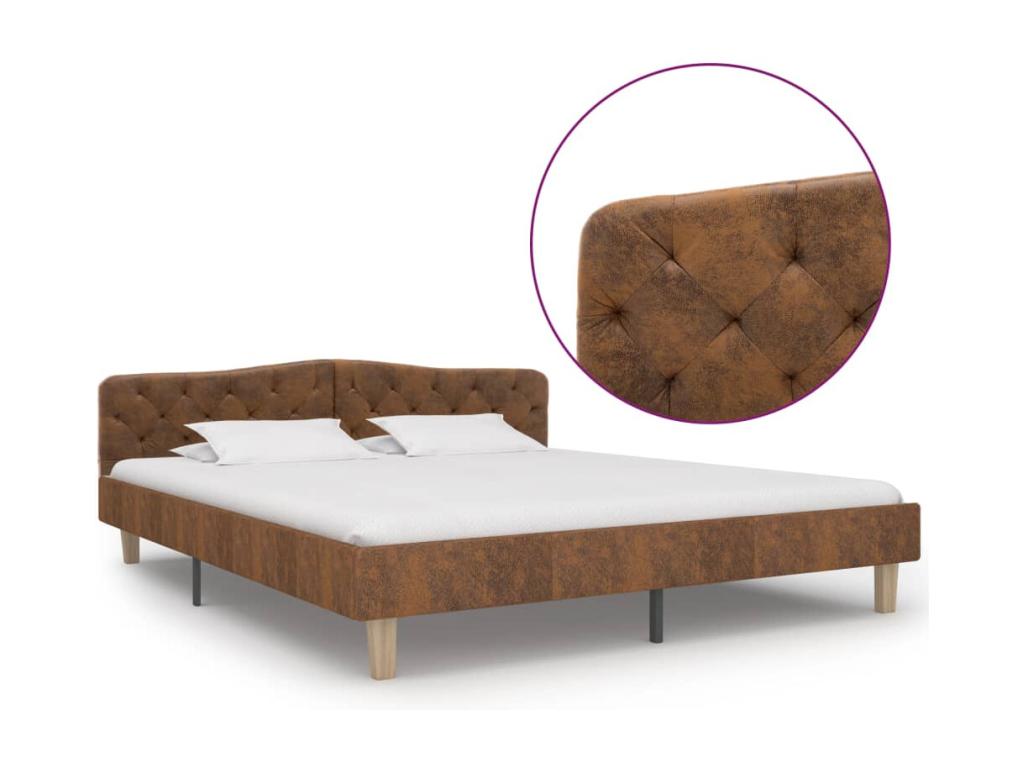 Cadre de lit Marron Similicuir daim 180x200 cm KASC46551