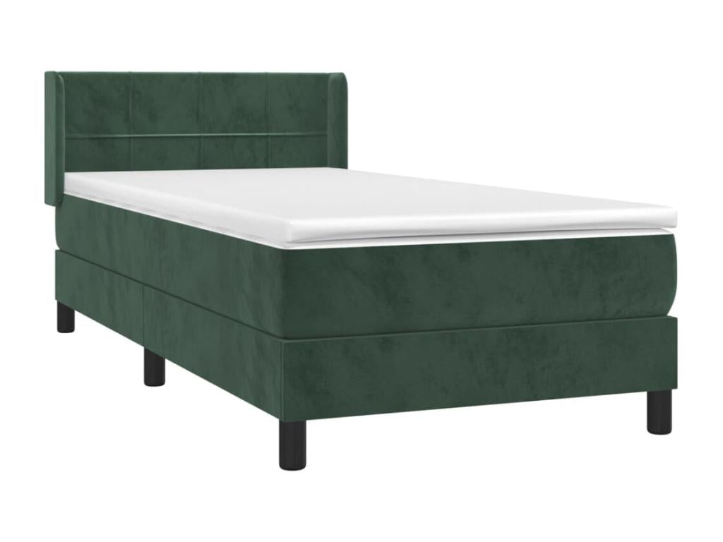 Lit à sommier tapissier avec matelas Vert foncé 90x190 cm GWKU63194
