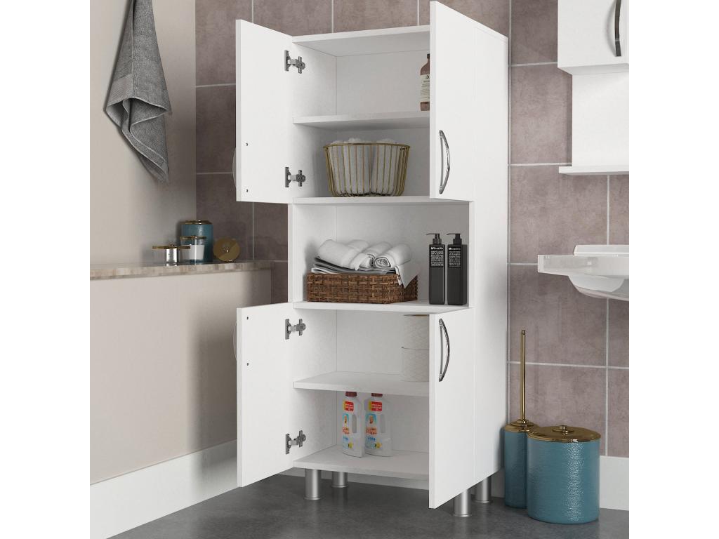 Armoire de salle de bain 4 portes bois blanc 59.4cm VWTR45149