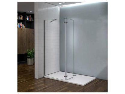 Paroi de douche fixe à l'italienne avec retour pivotant 100 40x200cm charnières avec barre de fixation 73-120cm en carré XLAW51111