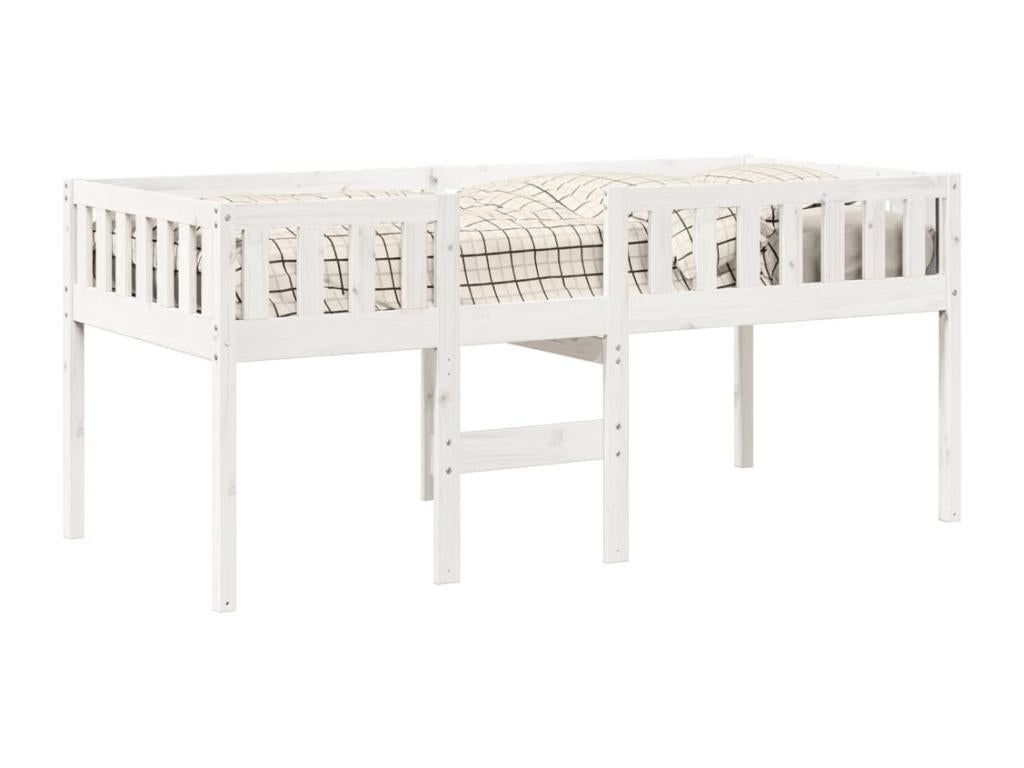 Lit pour enfants sans matelas blanc 90x200cm bois de pin massif EPRU44926