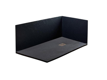 Receveur de Douche 90x175 cm Artigeo Extra Slim Noir En Résine Synthétique et Poussière de Marbre Avec Vidage Gratuit NIMZ49140