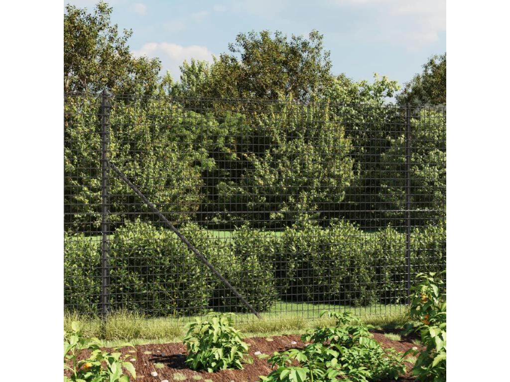 Clôture en treillis métallique anthracite 2x25m acier galvanisé VEHT31408