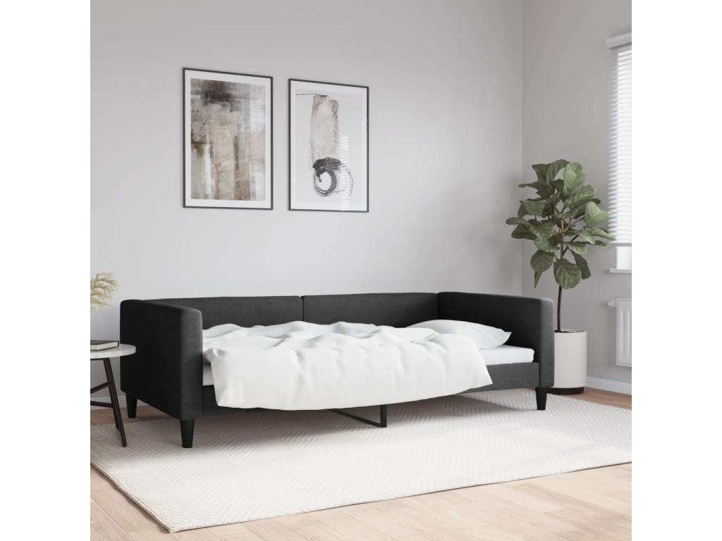 Lit de repos noir 100x200 tissu WULK39269
