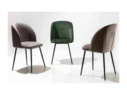 Chaise avec accoudoir moderne velours et métal noir Artigeo - Lot de 2-Couleur Vert foncé MFPK38463