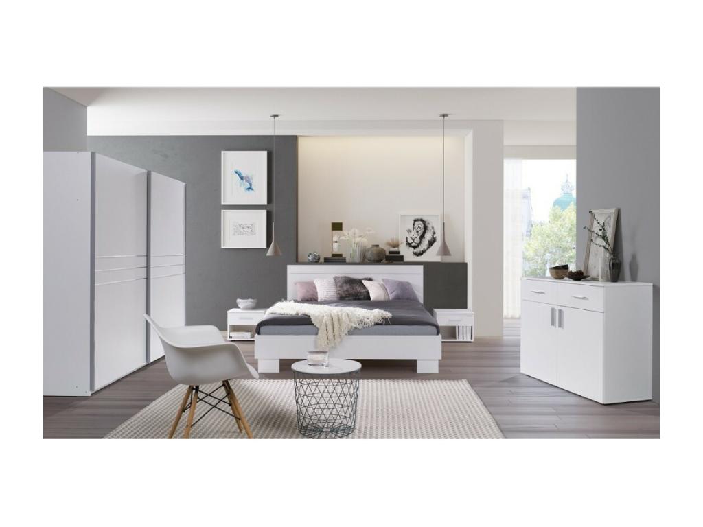 Ensemble design pour chambre à coucher COMO- Lit 160x200 cm avec sommier tables de chevet. LLOA63902