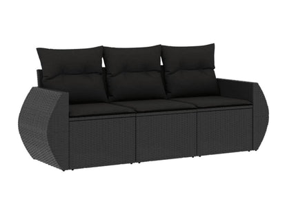 Salon de jardin 3 pièces avec coussins noir résine tressée IUZQ21700